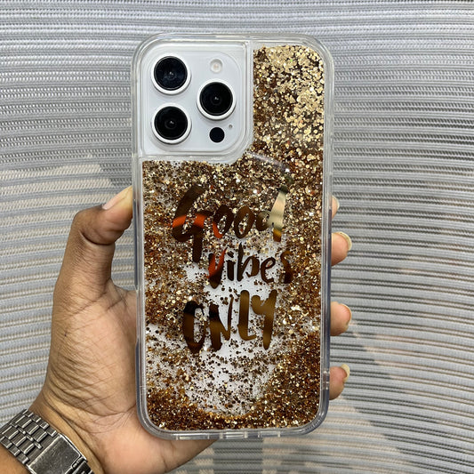 Good Vibes Only Liquid Glitter iPhone 16 Pro Case