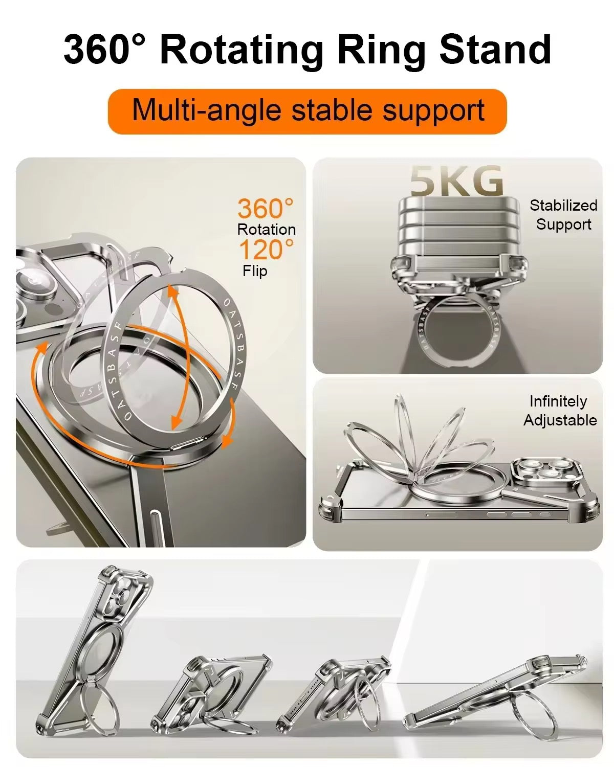 Z Shaped Metal Magsafe Bumper Case with Stand for iPhone