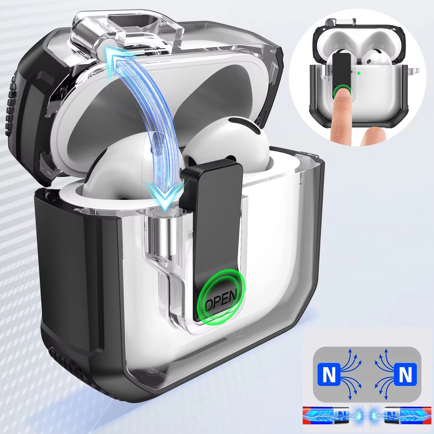 Hard Case with Lock for AirPods Pro and AirPods Pro 2nd Gen