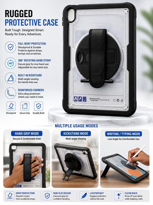 Rugged Dual Layer iPad Back Case with Kickstand