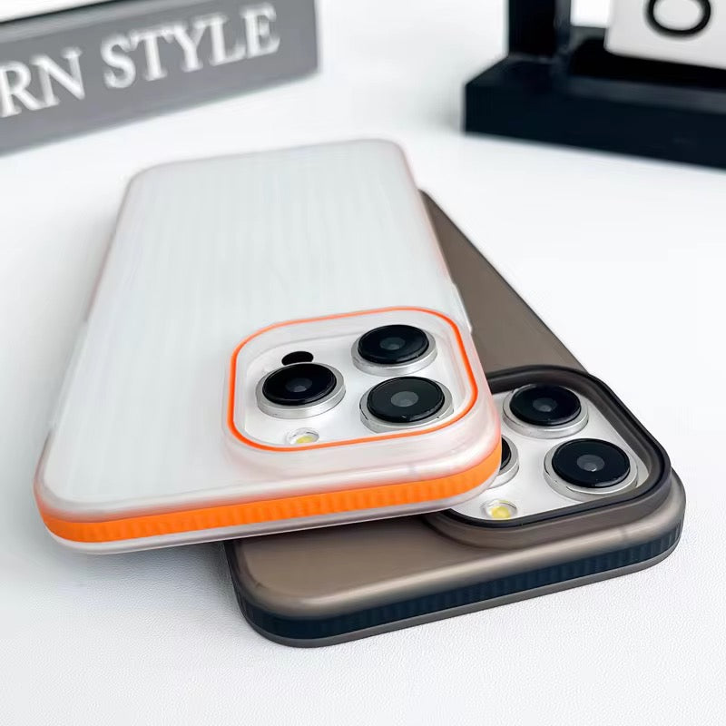 Slim Fit Hard iPhone Case with Embossed Stripes