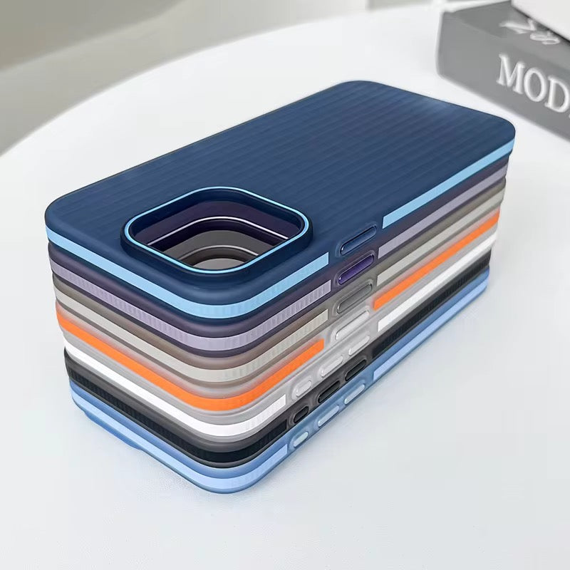 Slim Fit Hard iPhone Case with Embossed Stripes