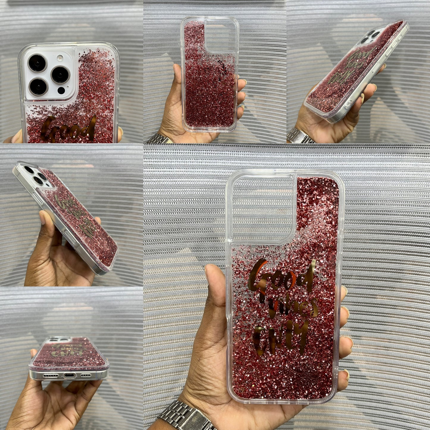 Good Vibes Only Liquid Glitter iPhone 16 Pro Max Case