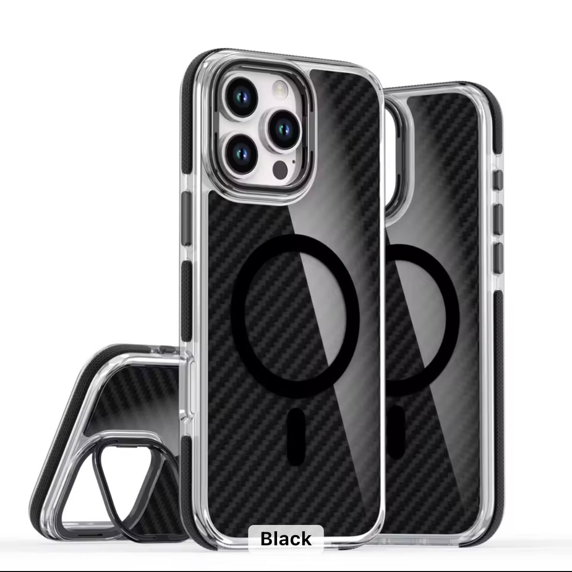 Carbon Fibre MagSafe iPhone Case with Camera Stand