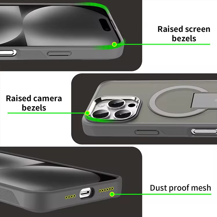 Protective Matte Tinted Magsafe Color Border Case with Stand for iPhone