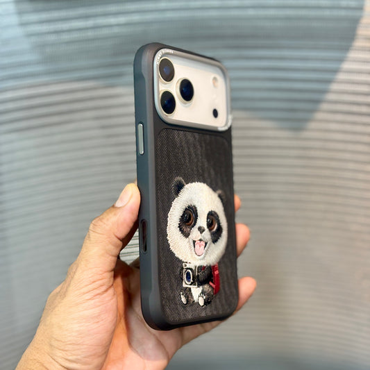 StitchPals Panda Embroidered iPhone 17 Pro Max Case
