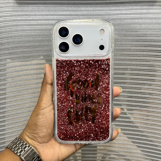 Good Vibes Only Liquid Glitter iPhone 17 Pro Case