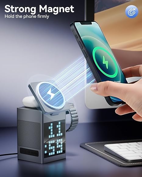 6 in 1 Multi-Function Wireless Charger with Bluetooth Speaker