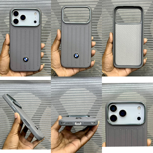 Stripe Leather Car Logo iPhone 17 Series Case