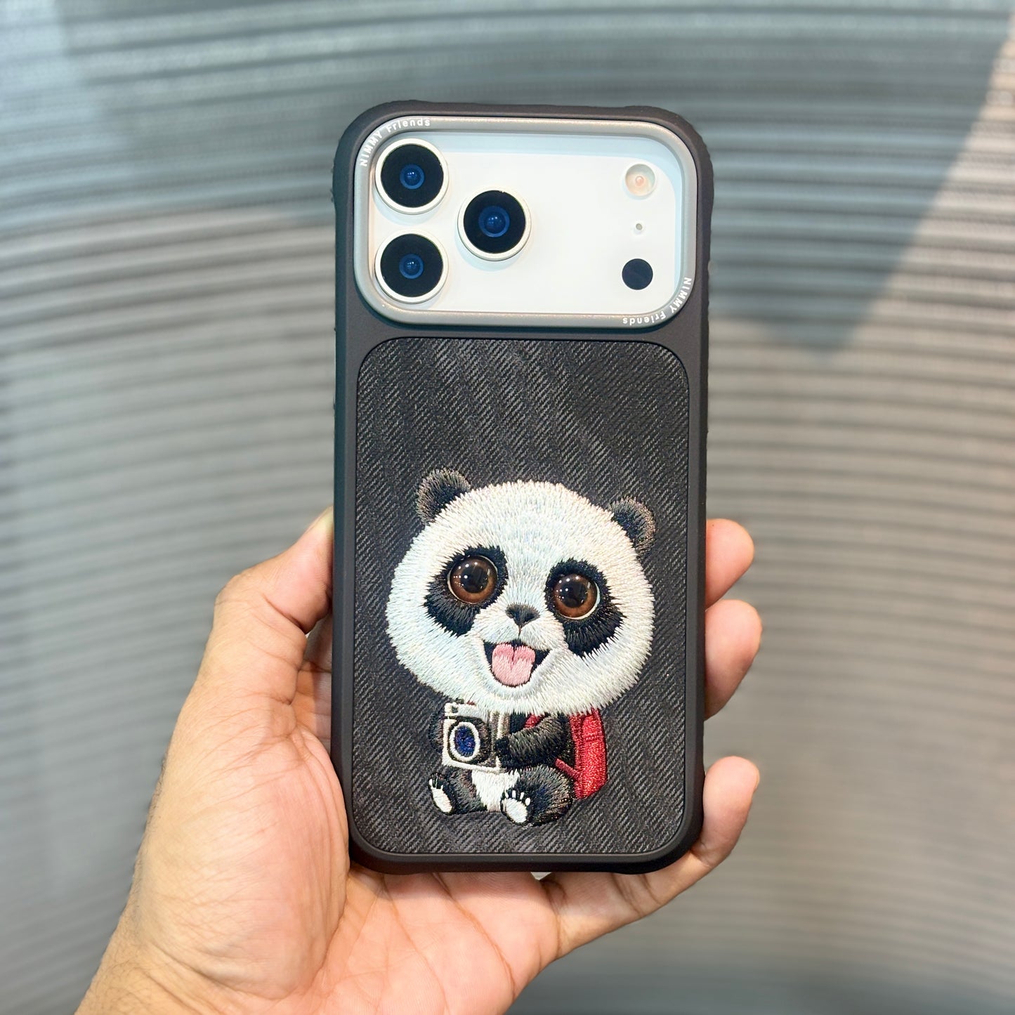 StitchPals Panda Embroidered iPhone 17 Pro Max Case