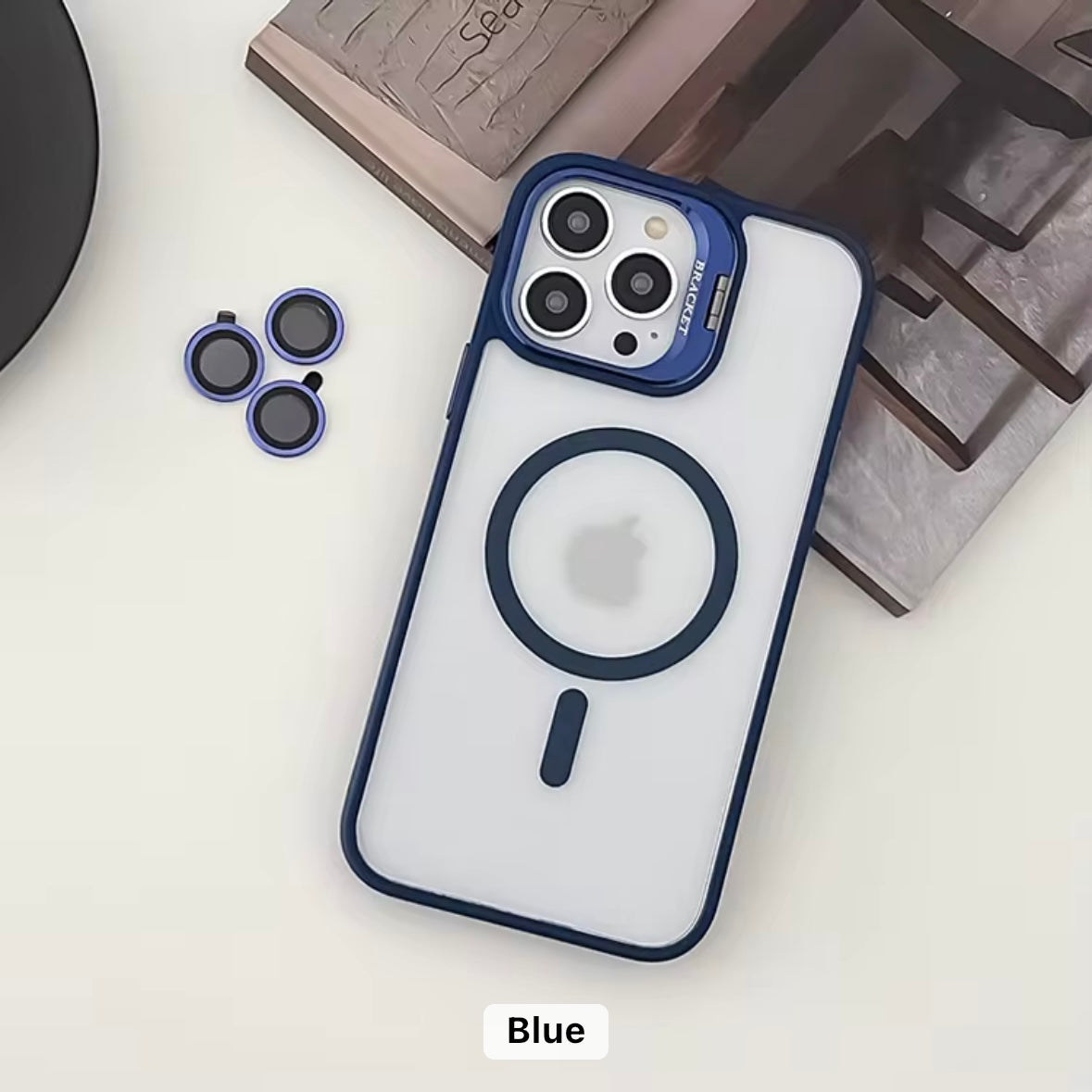 Transparent MagSafe iPhone Case with Camera Rings & Stand