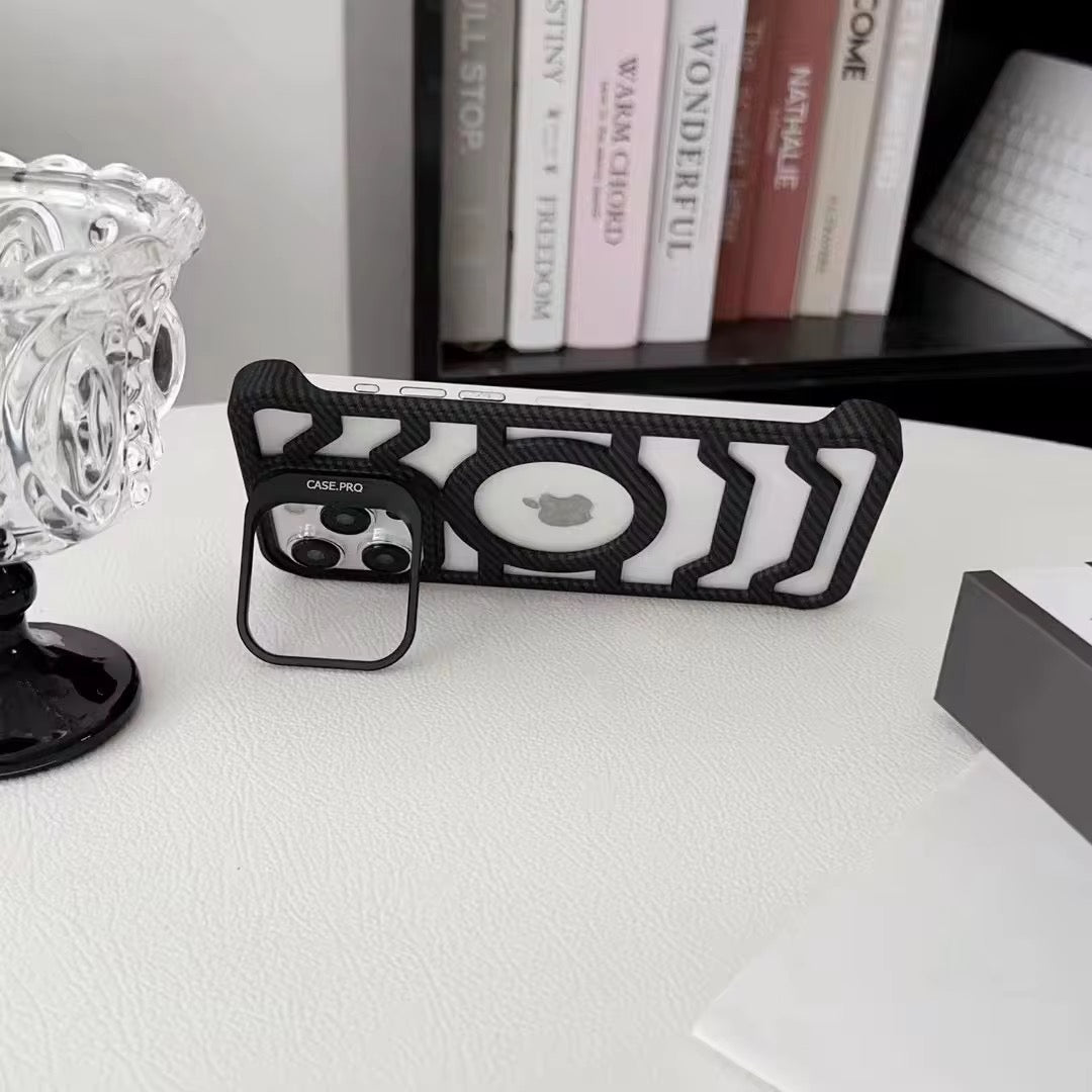 Slim Fit Carbon Fibre Magsafe Case with Stand for iPhone