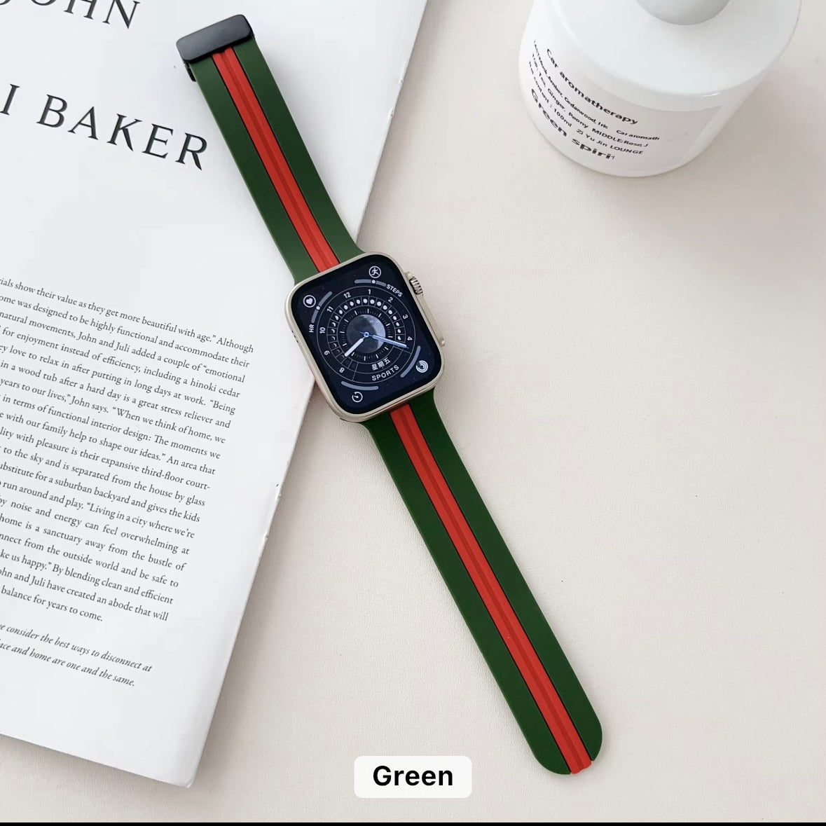 Striped Silicone Magnetic Apple Watch Strap