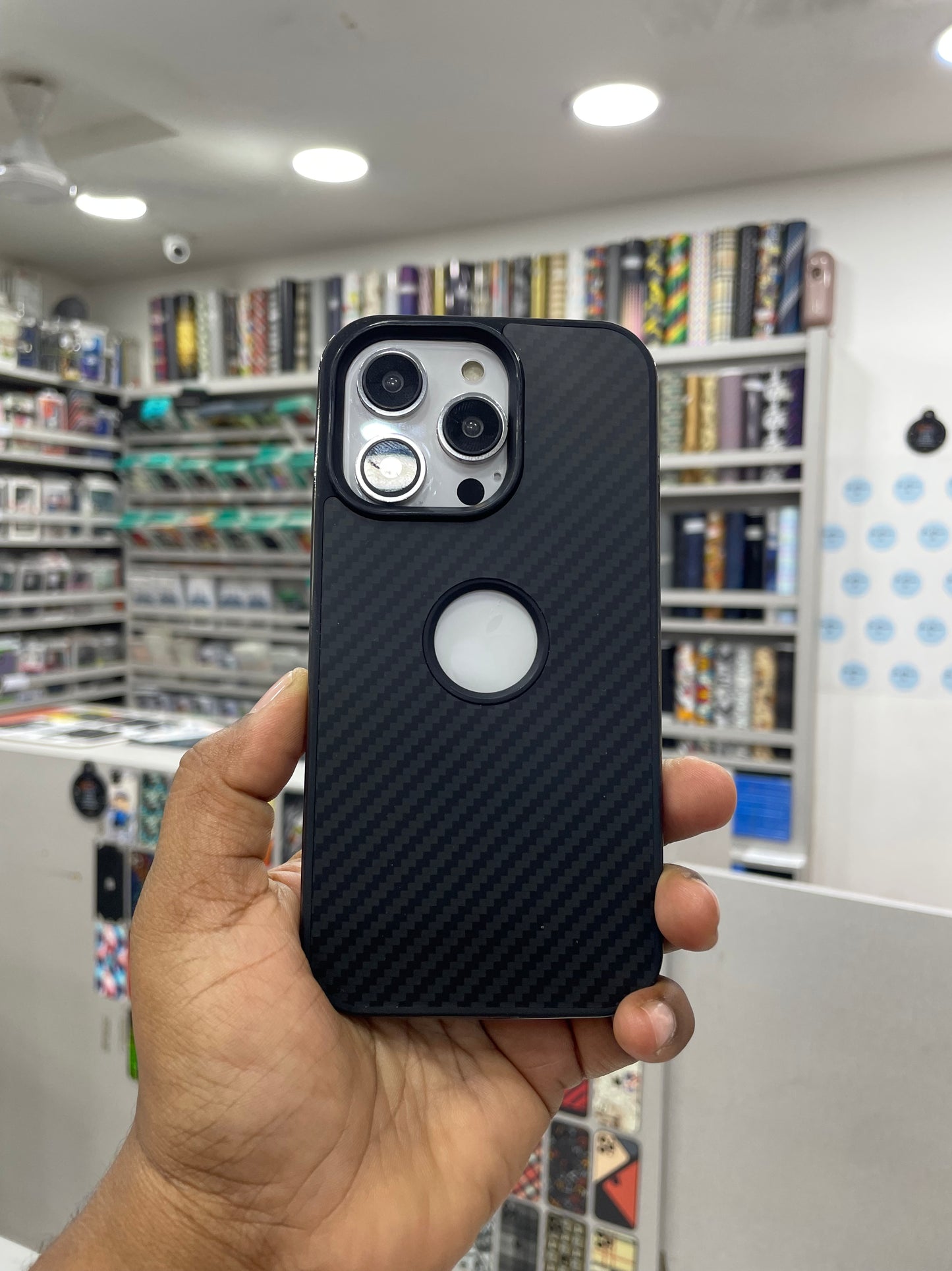 Carbon Fiber Hard Case with Logo Cut for iPhone