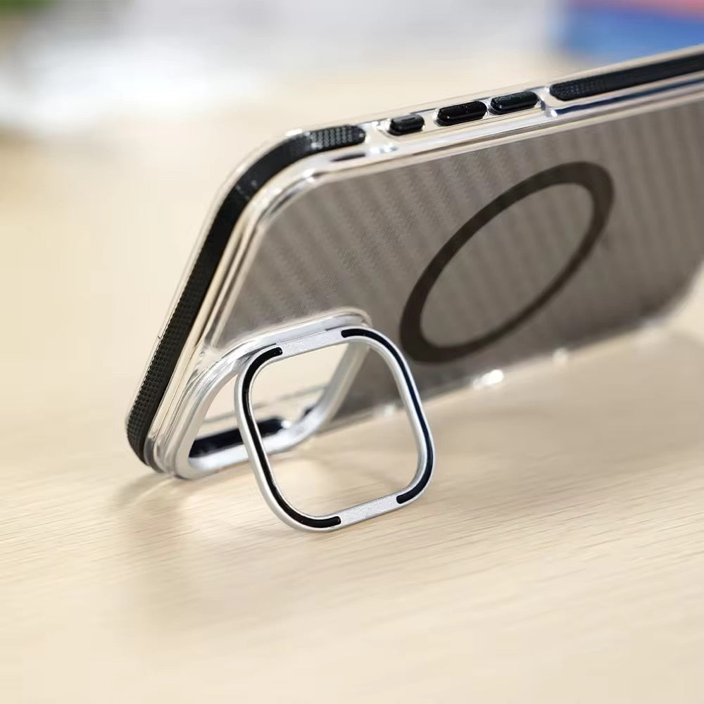 Carbon Fibre MagSafe iPhone Case with Camera Stand