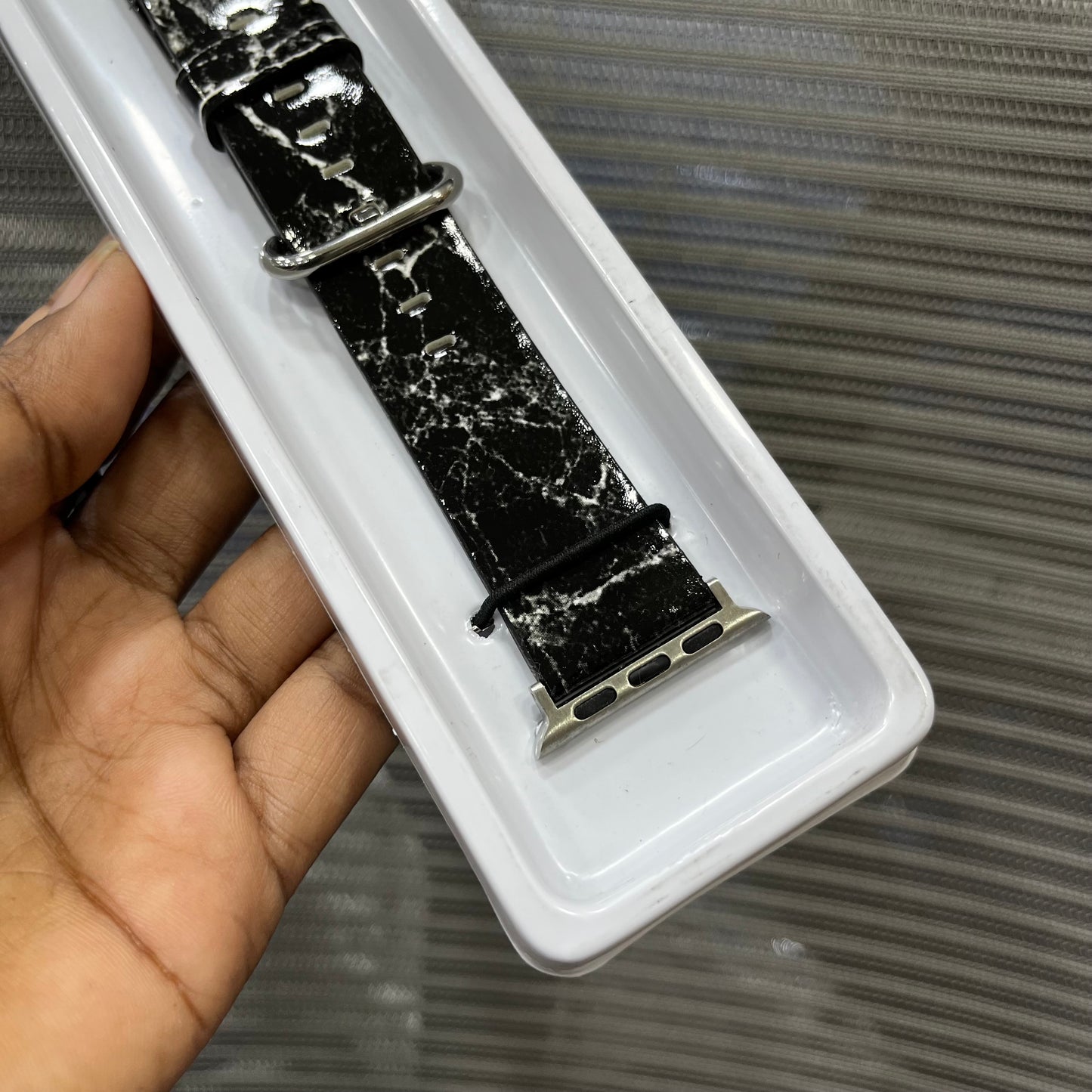 Gloss Marble Leather-Finish iWatch Strap