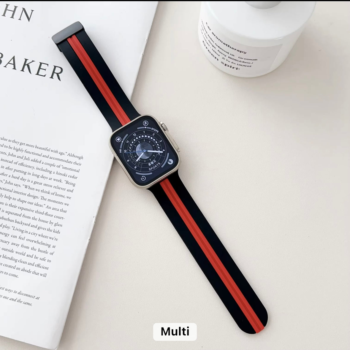 Striped Silicone Magnetic Apple Watch Strap