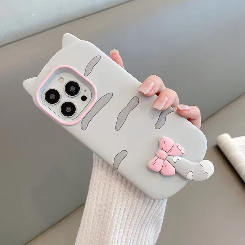 Silicone Fancy Kitty Case for iPhone 14 & 15 Series