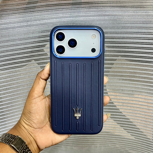Premium Stripe Leather Logo iPhone 17 Series Case
