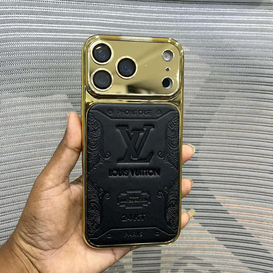 Premium Embossed Leather Logo iPhone 17 Pro Case