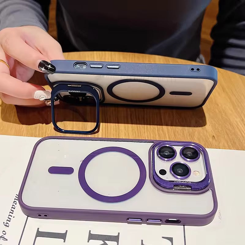 Transparent MagSafe iPhone Case with Camera Rings & Stand