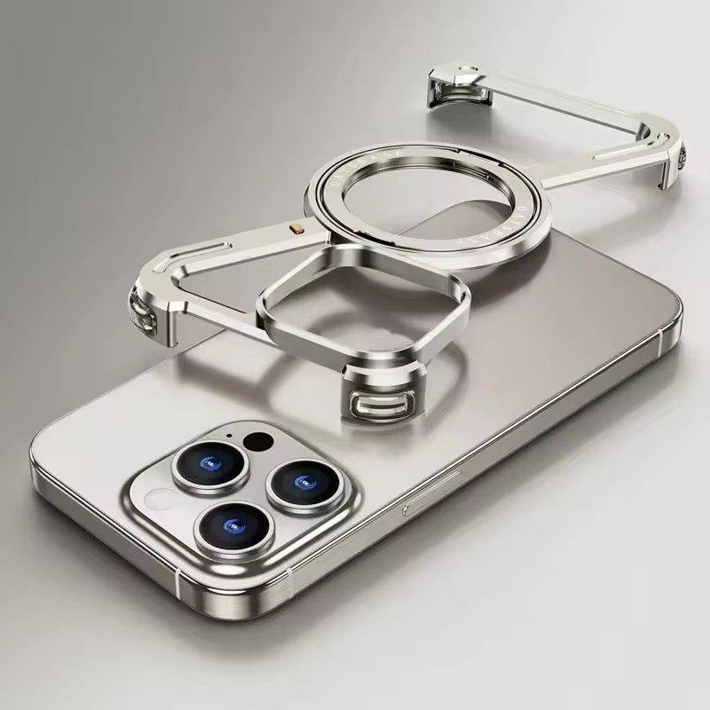 Z Shaped Metal Magsafe Bumper Case with Stand for iPhone