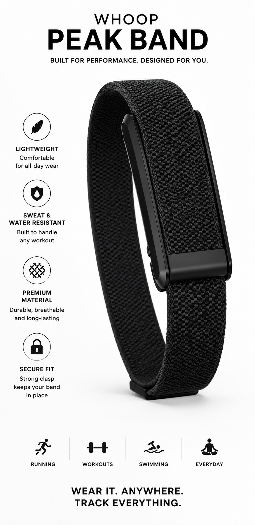 WHOOP Peak Embossed Nylon Sport Band