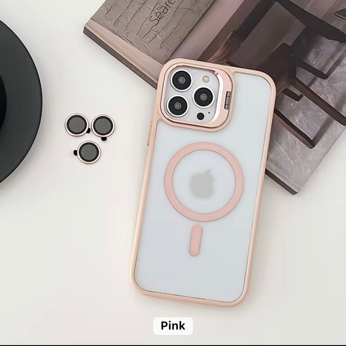 Transparent MagSafe iPhone Case with Camera Rings & Stand