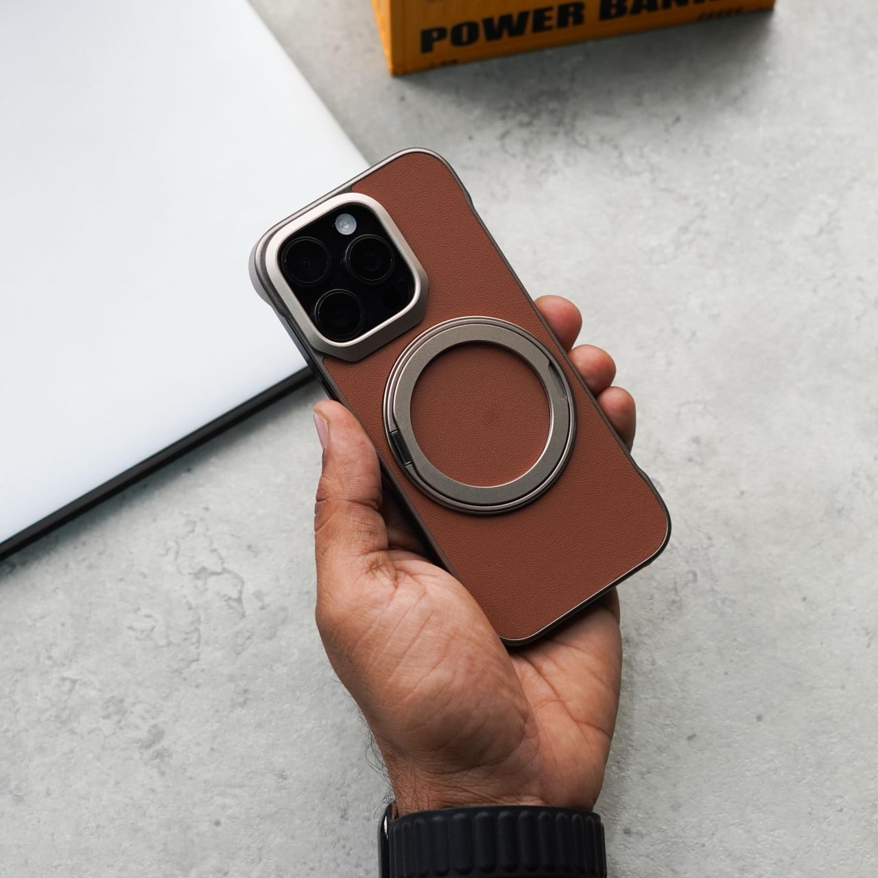 Leather & Metal MagSafe iPhone Case