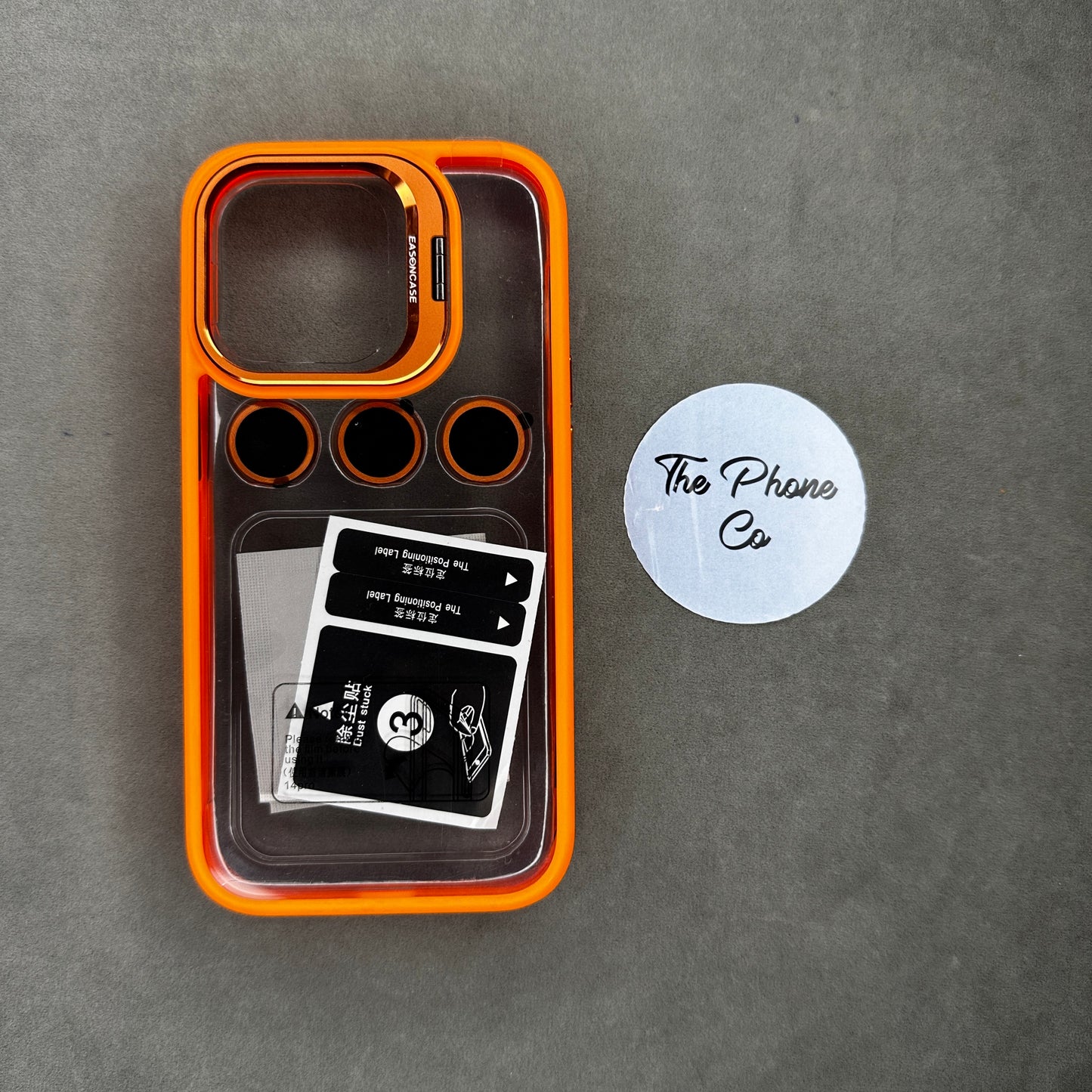Transparent Camera Stand Protective Side Border Case with Camera Rings for iPhone
