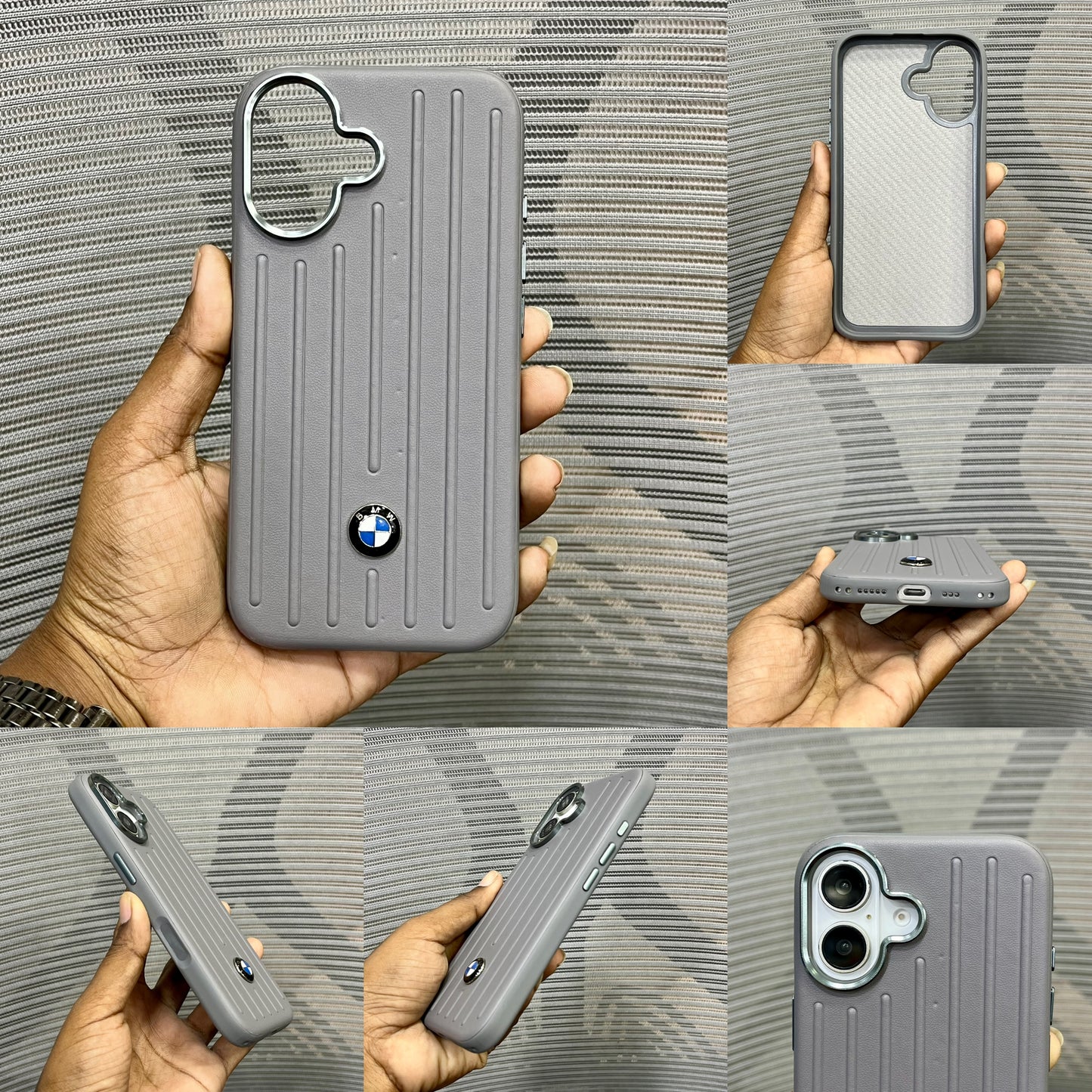 Stripe Leather Car Logo iPhone 17 Case