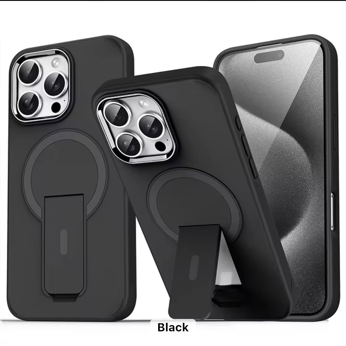 Protective Matte Tinted Magsafe Color Border Case with Stand for iPhone