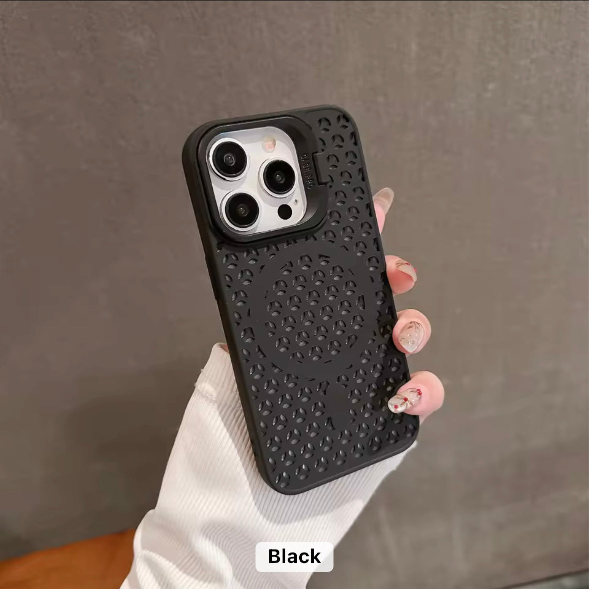 Magsafe Mesh Silicone Case with Stand for iPhone