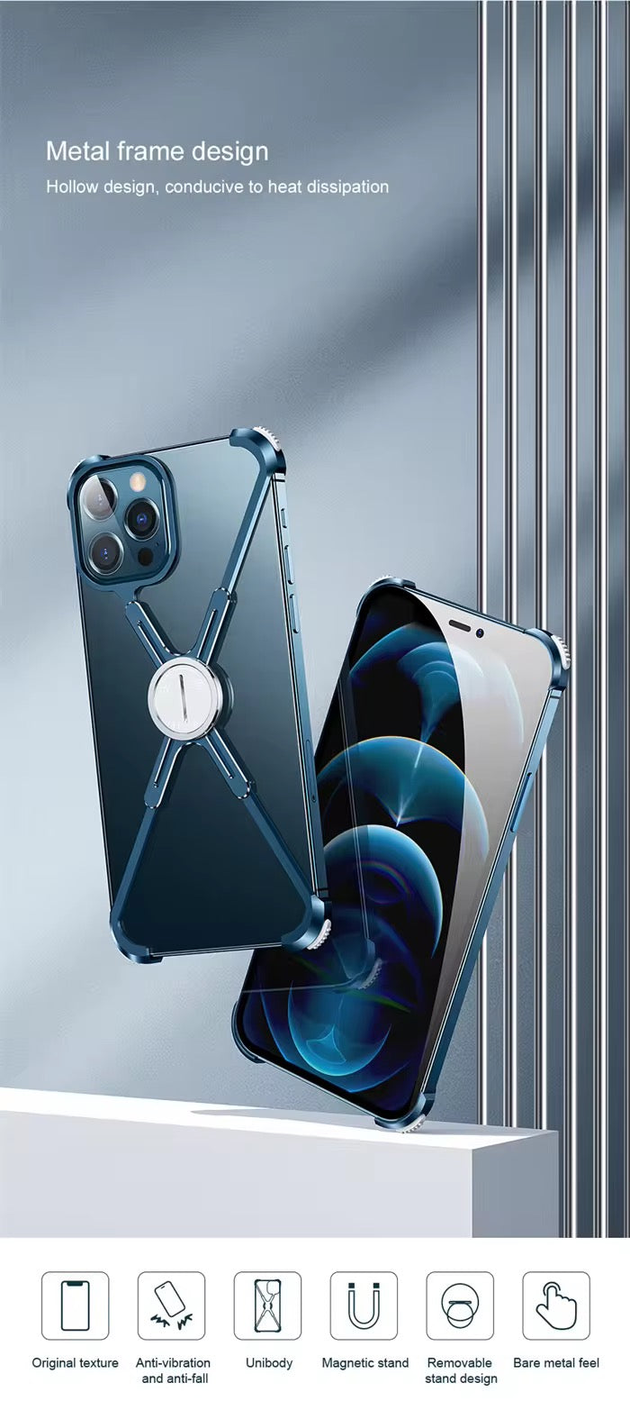 X-Shaped Magnetic Metal Bumper Case for iPhone