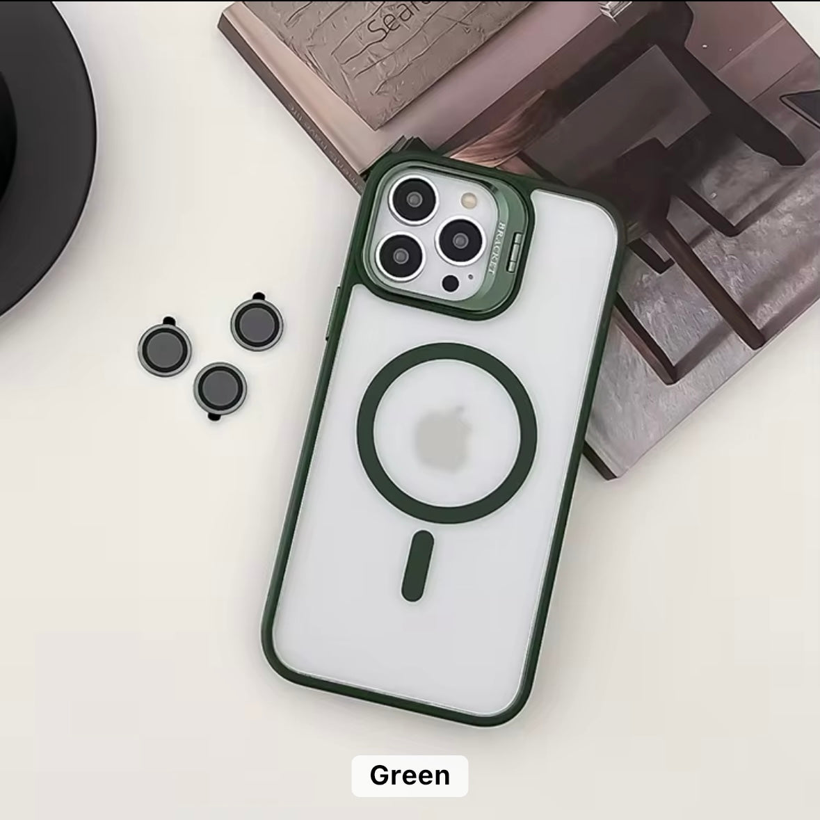 Transparent MagSafe iPhone Case with Camera Rings & Stand