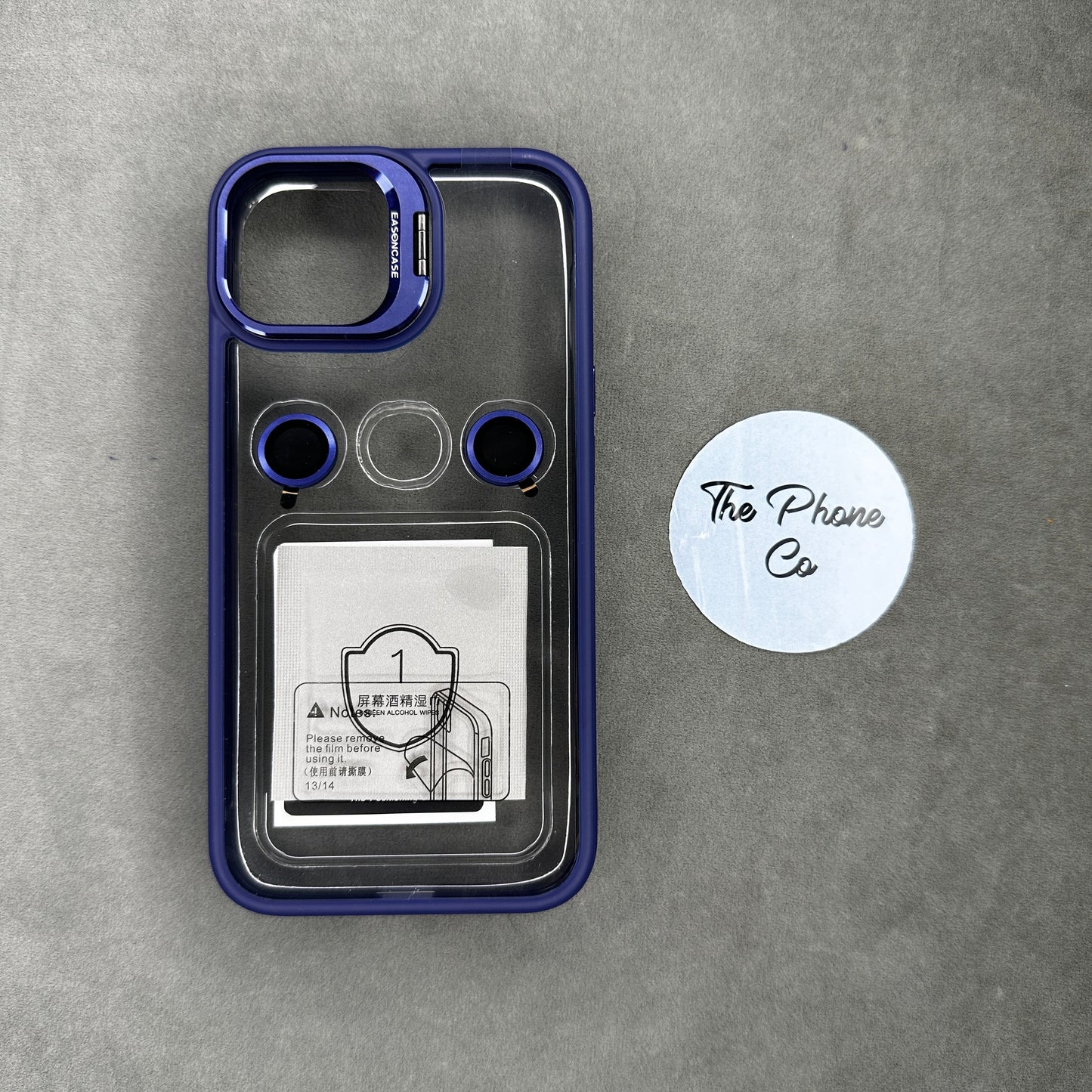 Transparent Camera Stand Protective Side Border Case with Camera Rings for iPhone