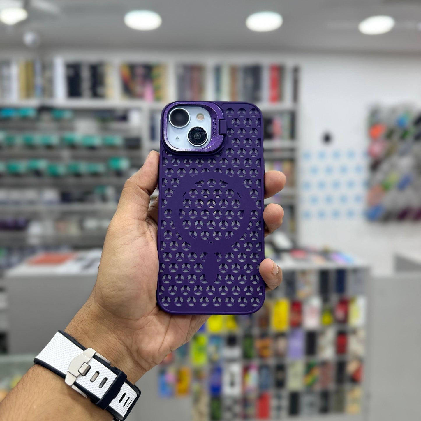 Magsafe Mesh Silicone Case with Stand for iPhone