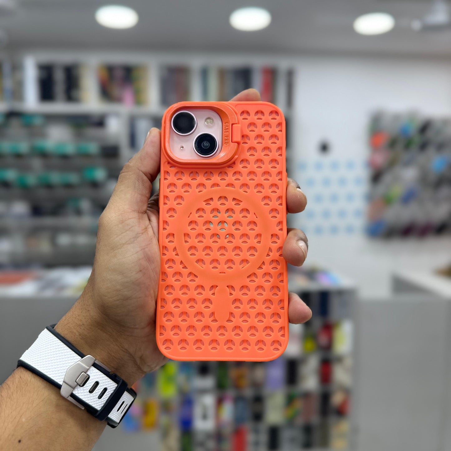 Magsafe Mesh Silicone Case with Stand for iPhone