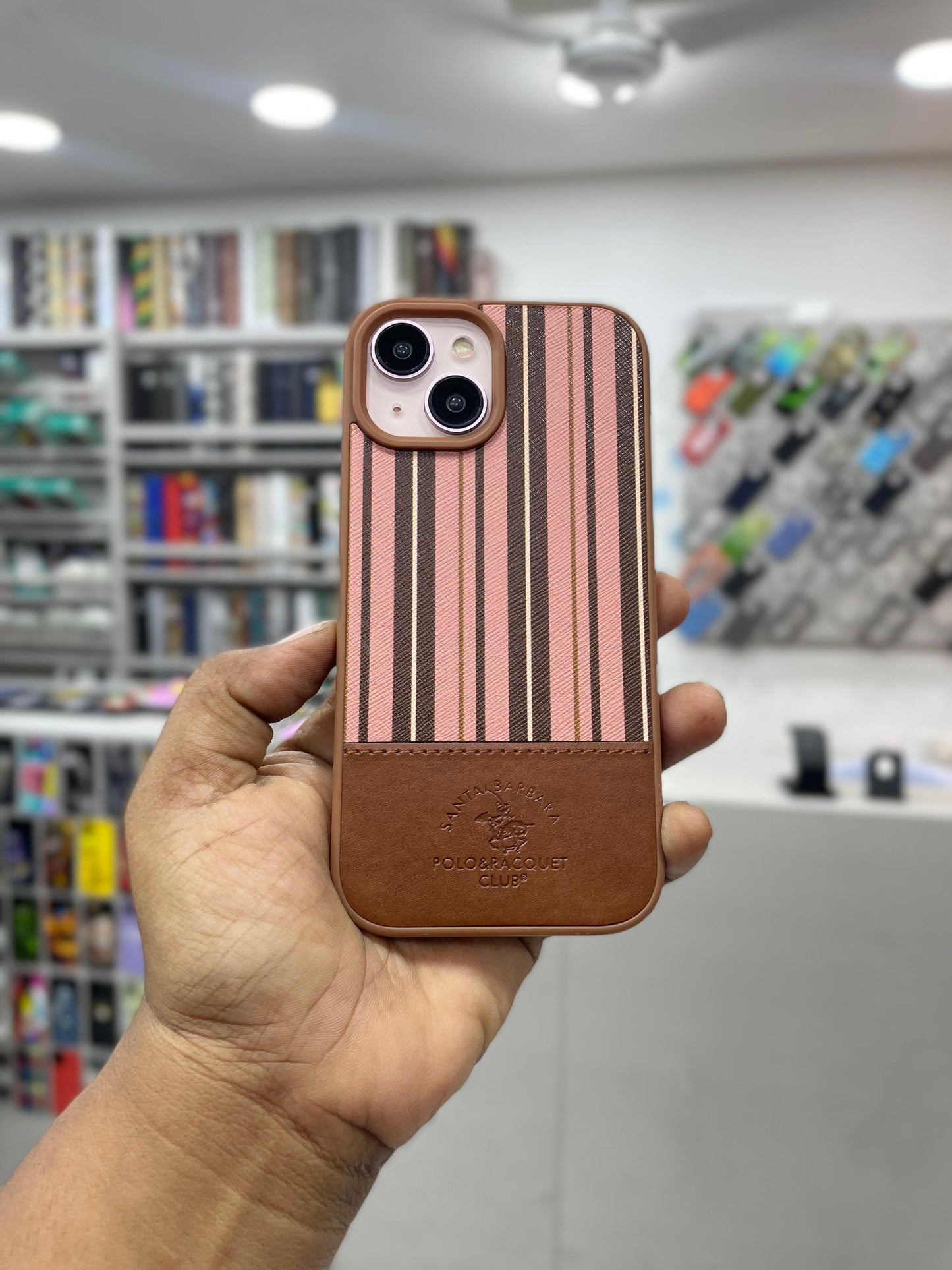 Dual Color Striped Textured Leather Case for iPhone