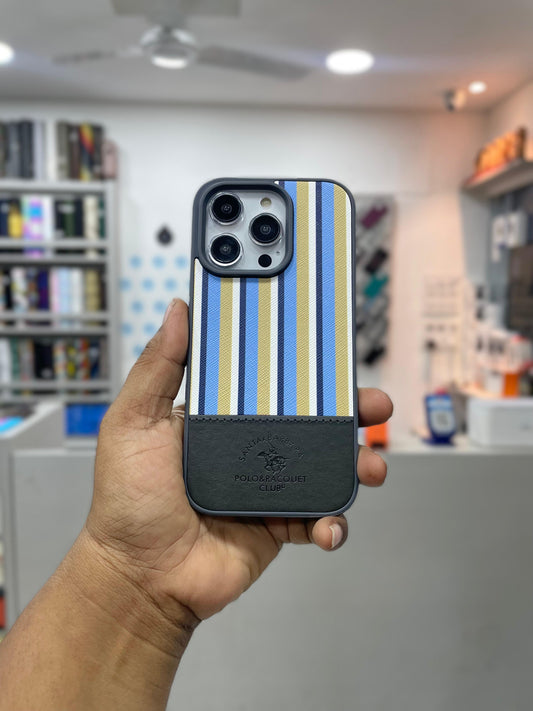 Dual Color Striped Textured Leather Case for iPhone