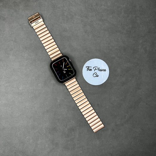 Designer Wave Textured Stainless Steel Metal Apple Watch Strap