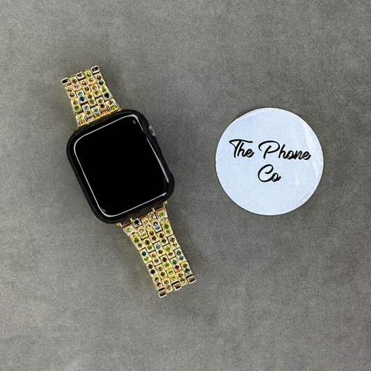 Rainbow Diamond Studded Apple Watch Strap