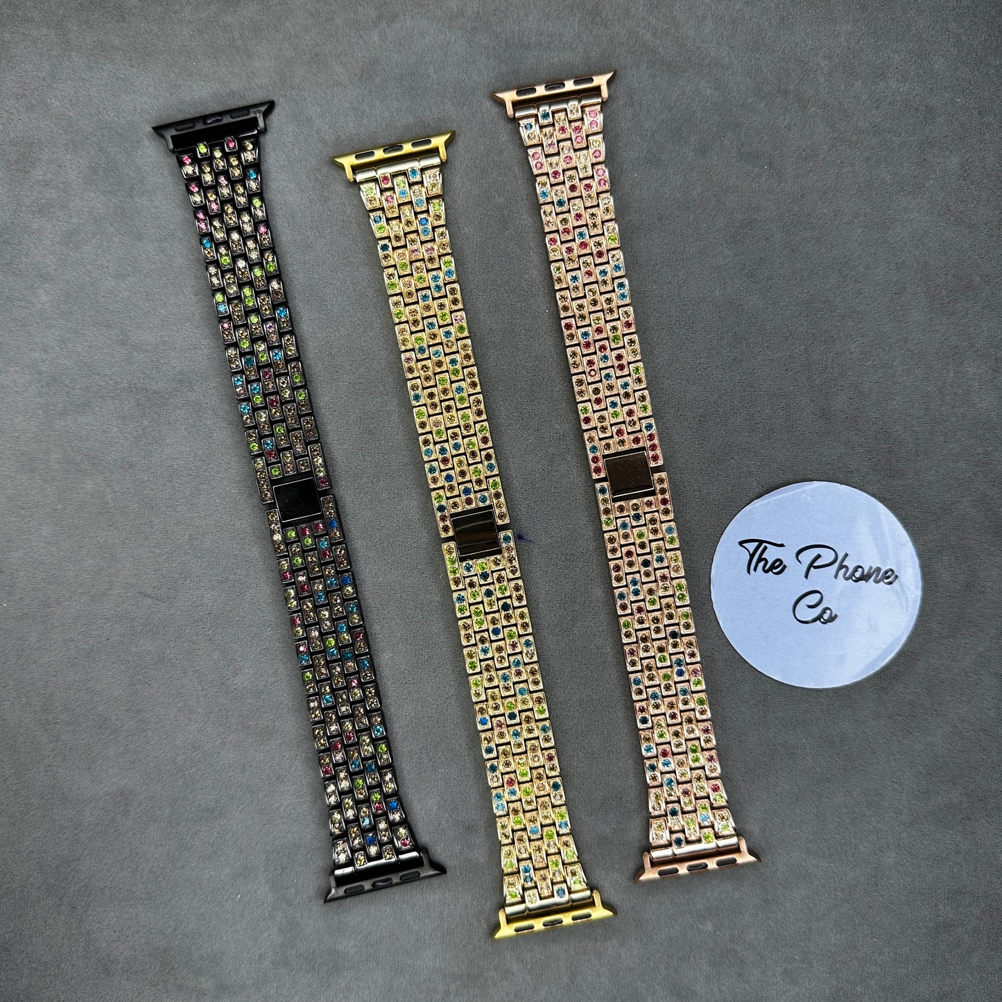 Rainbow Diamond Studded Apple Watch Strap
