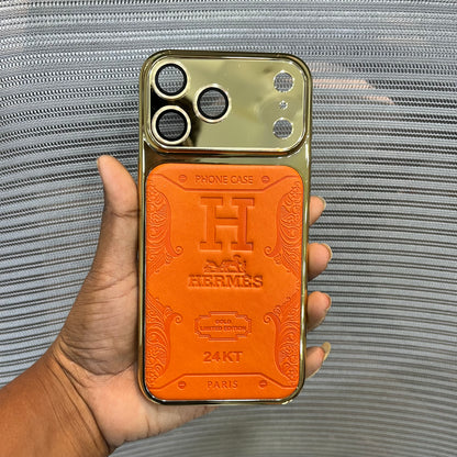 Premium Embossed Leather Logo iPhone 17 Pro Case