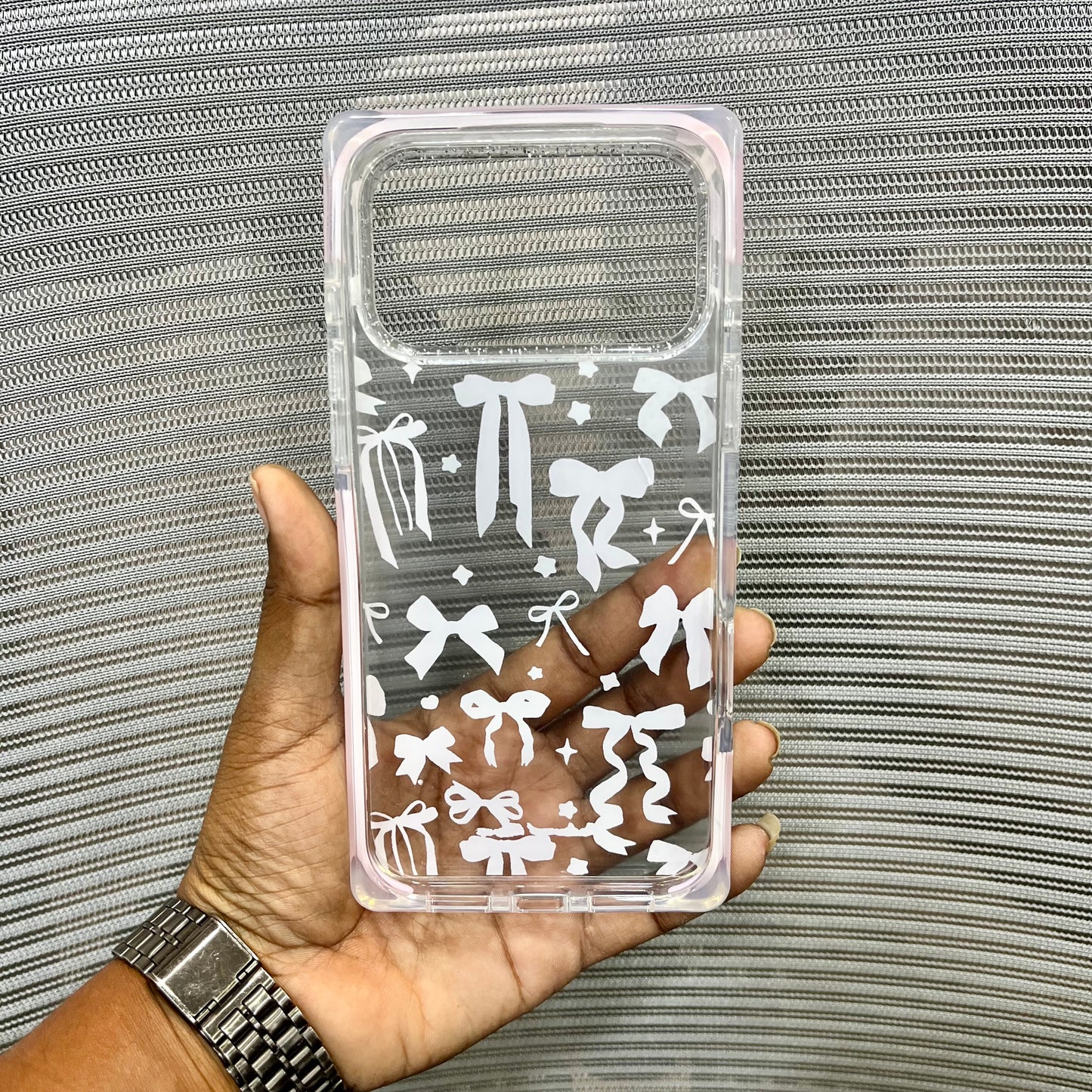 Glitter Bow Printed iPhone 17 Pro Max Case