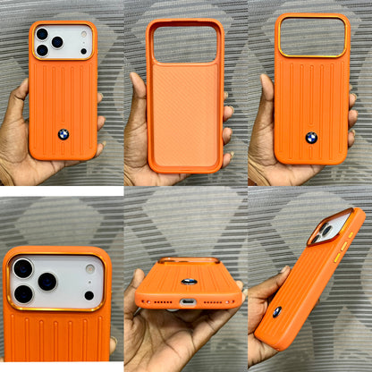 Stripe Leather Car Logo iPhone 17 Series Case