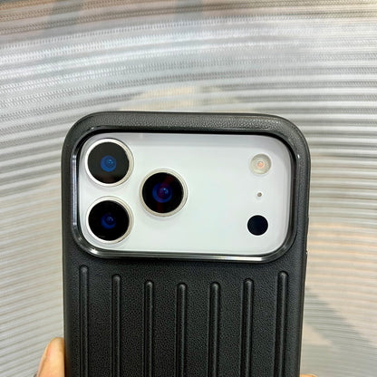 Premium Stripe Leather Logo iPhone 17 Series Case