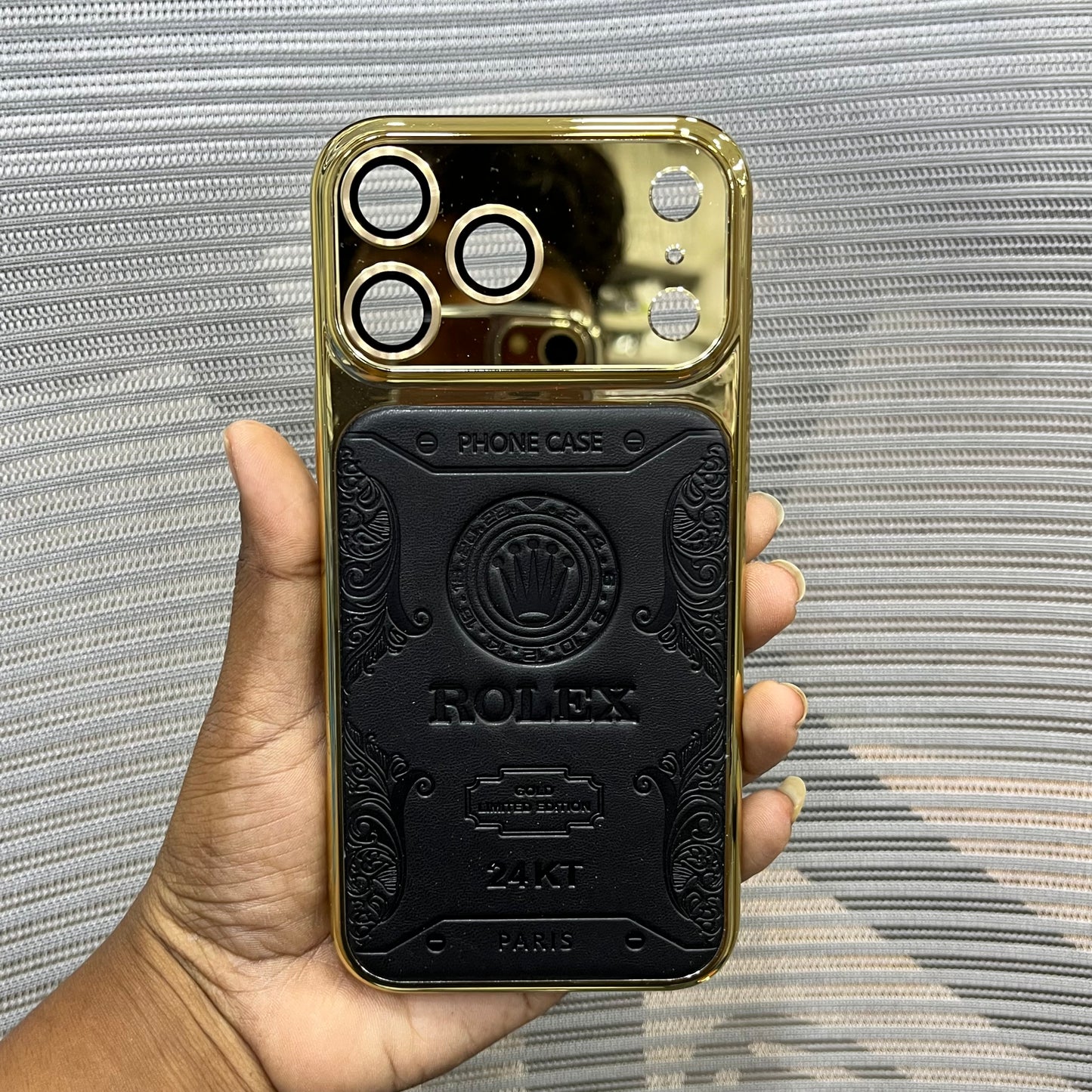 Premium Embossed Leather Logo iPhone 17 Pro Case