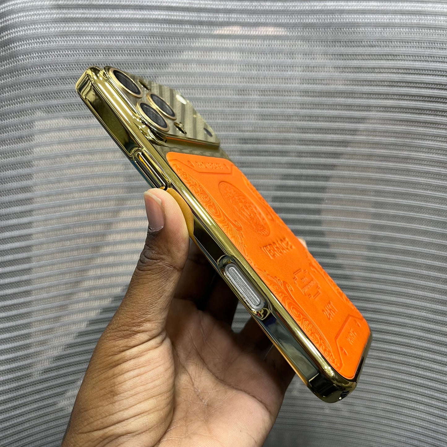 Premium Embossed Leather Logo iPhone 16 Pro Case