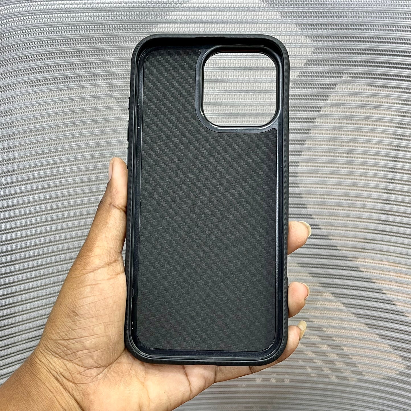 Premium Stripe Leather Logo iPhone 16 Series Case